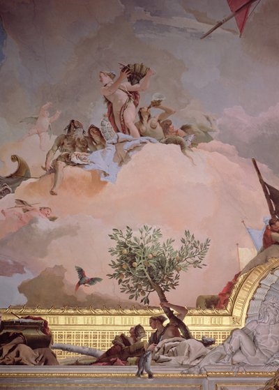 La Gloria de España IV, del Techo de la Sala del Trono, 1764 (detalle) de Giovanni Battista Tiepolo